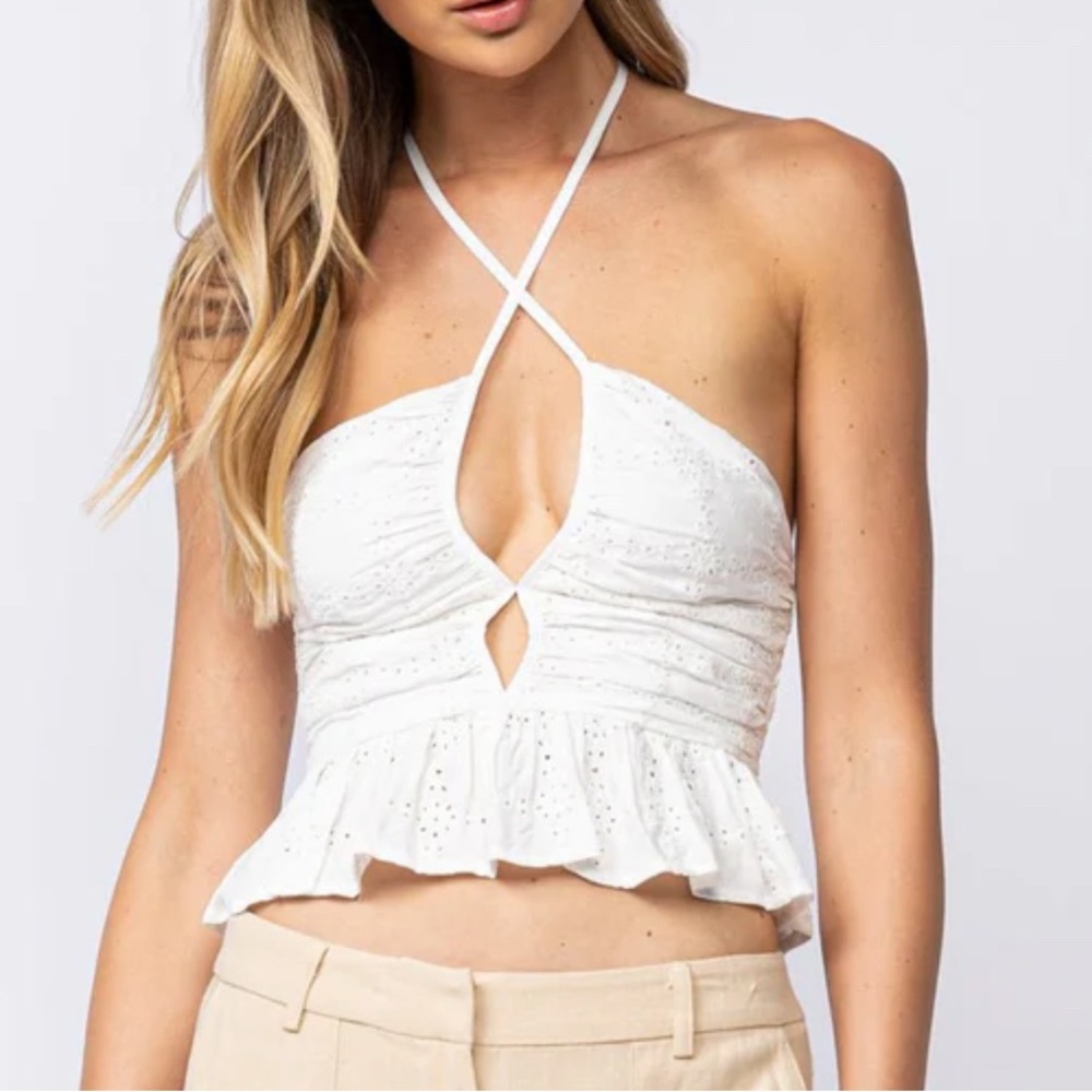 Sky to moon white halter top